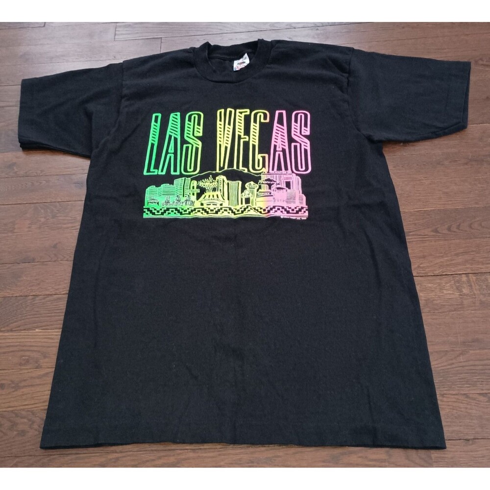 Vintage Las Vegas Strip Shirt Mens Large Single Stitch Casino Nevada w/ Flaw